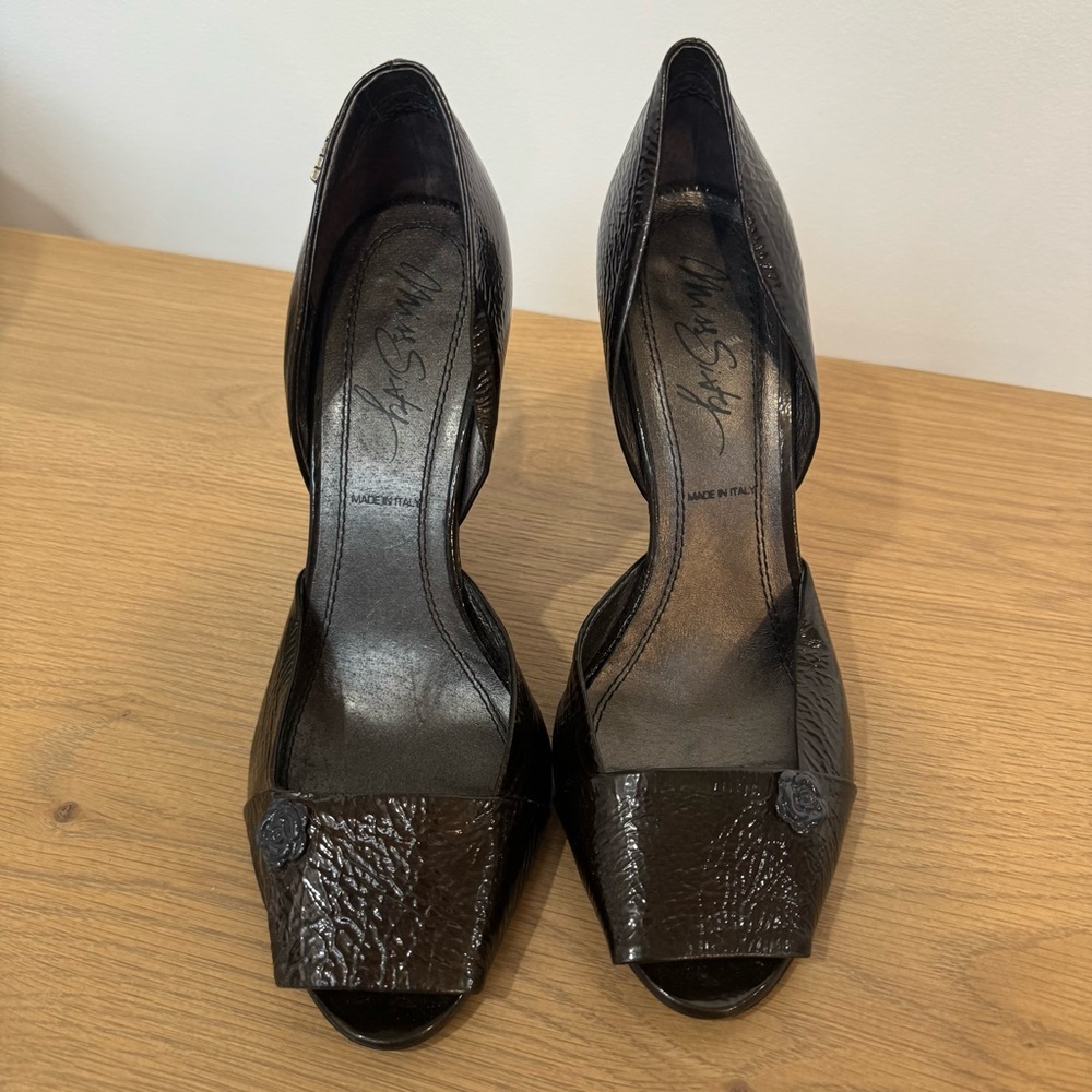 Vintage MISS SIXTY Designer Open Toe High Heel Patent Leather Size 9 40 Pumps